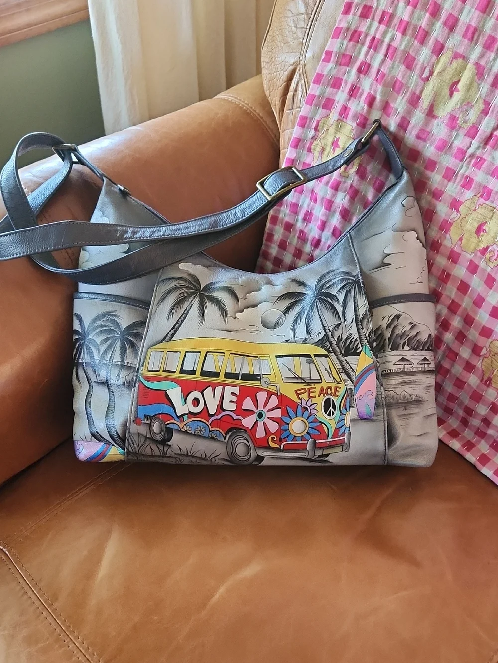Anuschka "Happy Camper" Hobo/adjustable Crossbody. - Picture 1 of 6